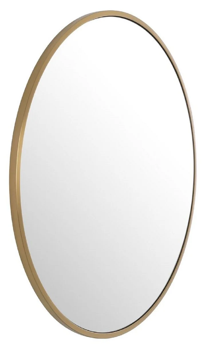 Casa Padrino Luxus Spiegel Messingfarben Ø 120 cm - Runder Edelstahl Wandspiegel - Garderoben Spiegel - Wohnzimmer Spiegel - Schlafzimmer Spiegel - Luxus Kollektion