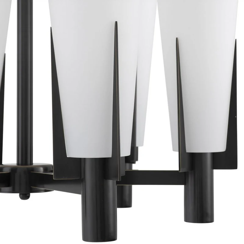 Casa Padrino Luxus Kronleuchter Bronzefarben / Weiß Ø 60 x H. 78 cm - Moderner Metall Kronleuchter mit Glas Lampenschirmen - Luxus Kollektion