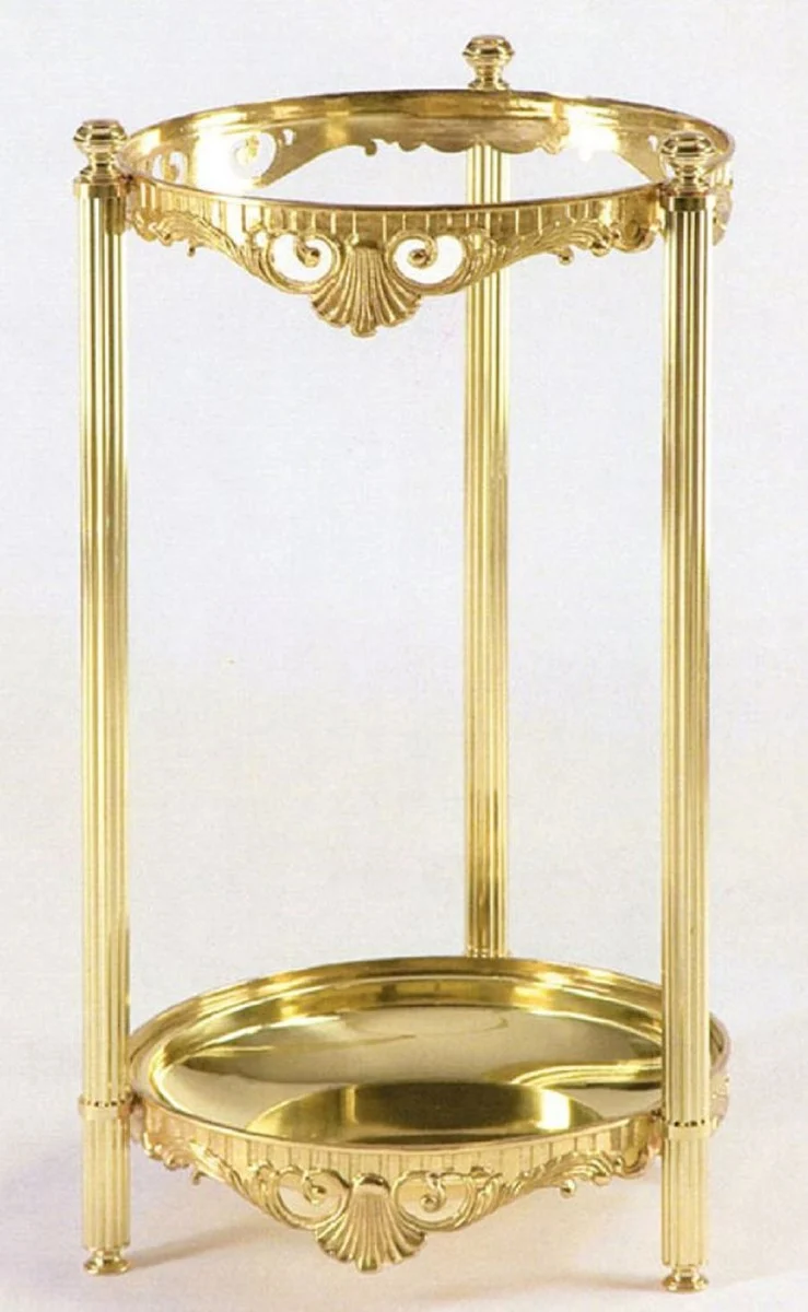 Casa Padrino Luxus Barock Schirmständer Gold Ø 37 x H. 66 cm - Runder Messing Regenschirmständer - Hotel & Restaurant Accessoires