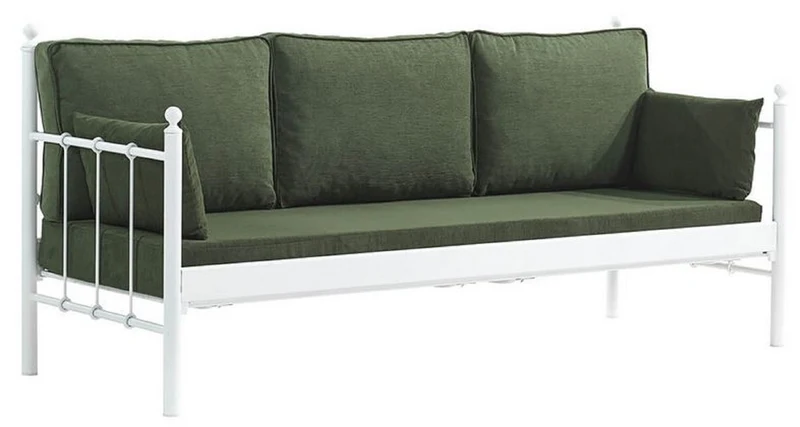 Casa Padrino Jugendstil Gartensofa Weiß / Dunkelgrün 200 x 70 x H. 92 cm - Garten Sofa - Terrassen Sofa - Jugendstil Garten & Terrassen Möbel