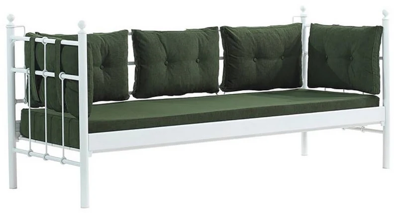 Casa Padrino Jugendstil Gartensofa Weiß / Dunkelgrün 200 x 70 x H. 92 cm - Garten Sofa - Terrassen Sofa - Garten & Terrassen Möbel