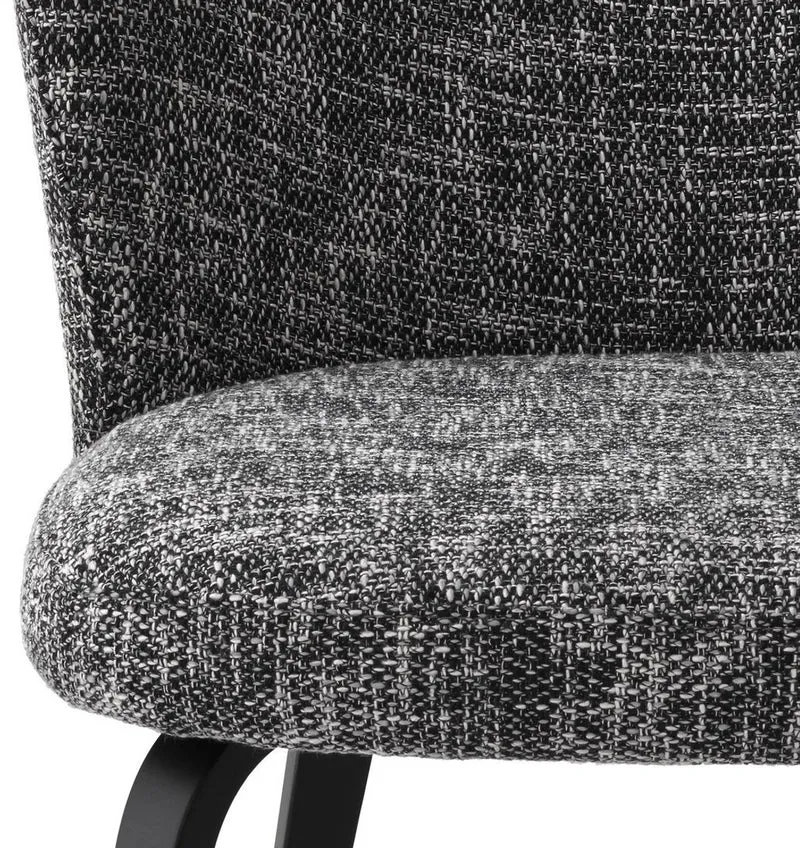 Casa Padrino Luxus Esszimmerstuhl Schwarz / Schwarz 57 x 69 x H. 81 cm - Gepolsterter Küchenstuhl im Retro Design - Luxus Retro Esszimmer Möbel