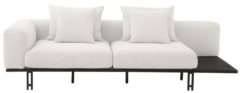 Casa Padrino Luxus Sofa Creme / Bronze 233 x 104 x H. 60,5 cm - Modernes Wohnzimmer Sofa Linke Seite - Hotel Sofa - Luxus Qualität