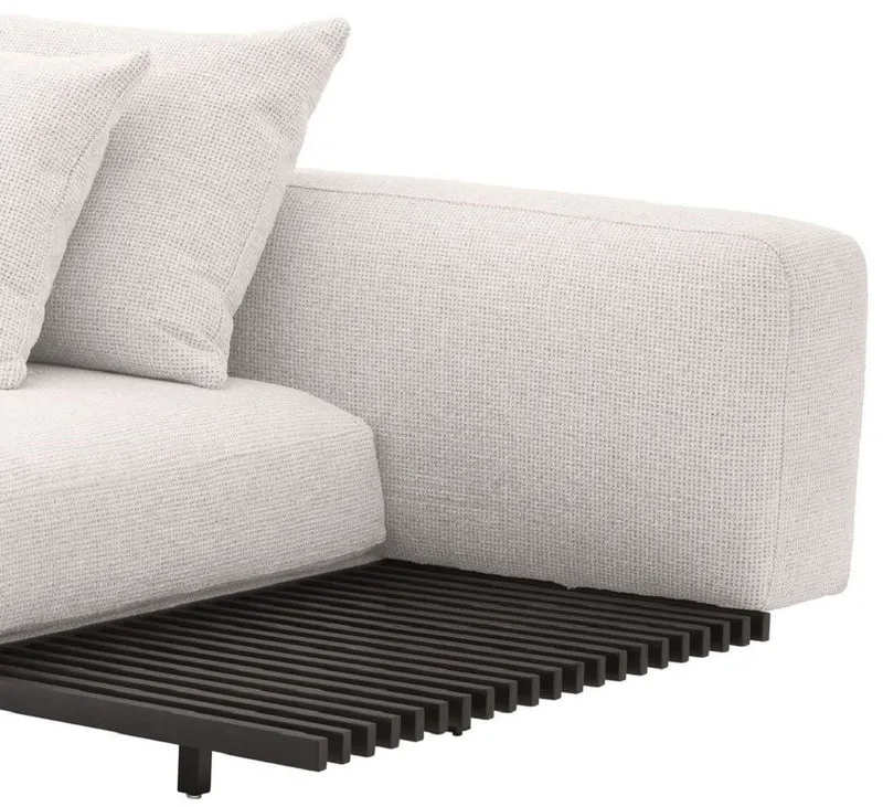 Casa Padrino Luxus Sofa Creme / Bronze 233 x 104 x H. 60,5 cm - Modernes Wohnzimmer Sofa Linke Seite - Hotel Sofa - Luxus Qualität