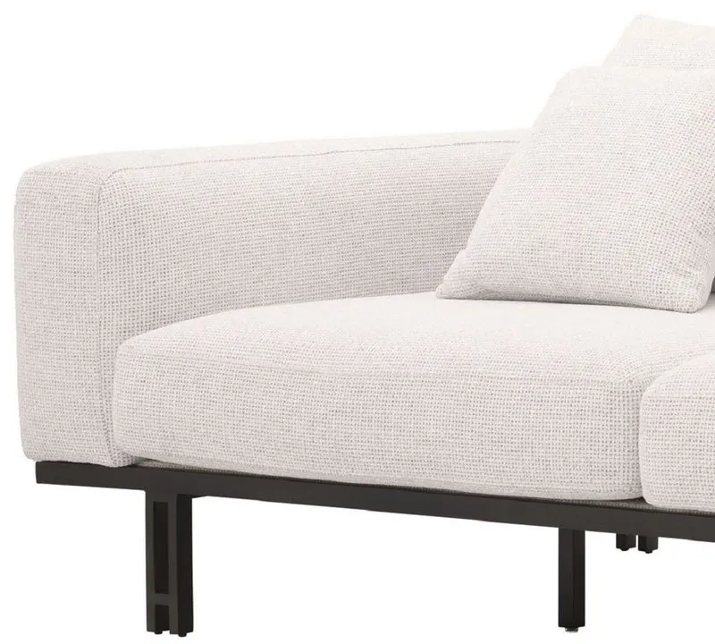 Casa Padrino Luxus Sofa Creme / Bronze 233 x 104 x H. 60,5 cm - Modernes Wohnzimmer Sofa Linke Seite - Hotel Sofa - Luxus Qualität