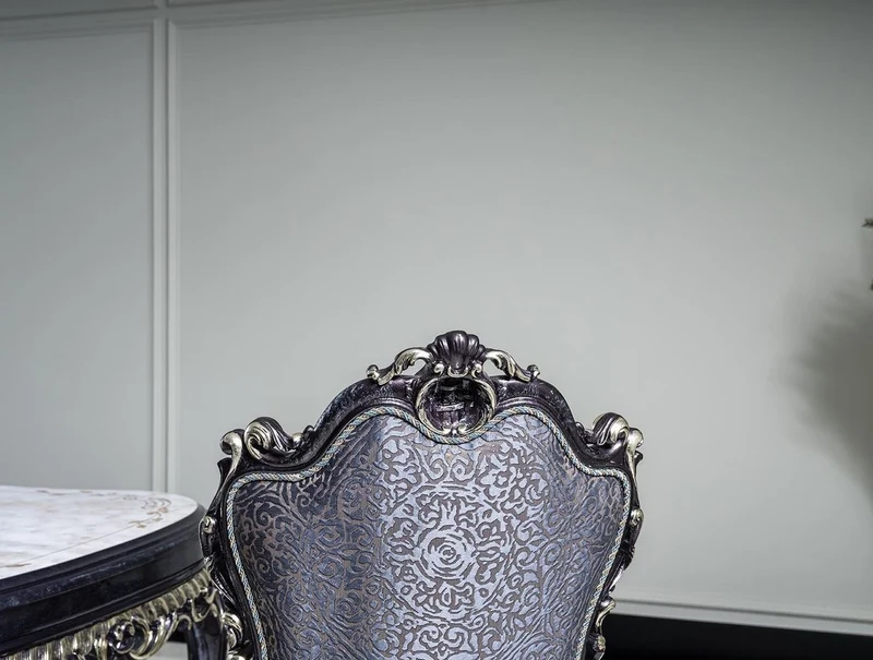 Casa Padrino Luxus Barock Esszimmerstuhl Set Blau / Gold - Handgefertigtes Küchen Stühle 6er Set - Barock Esszimmer Möbel - Edel & Prunkvoll