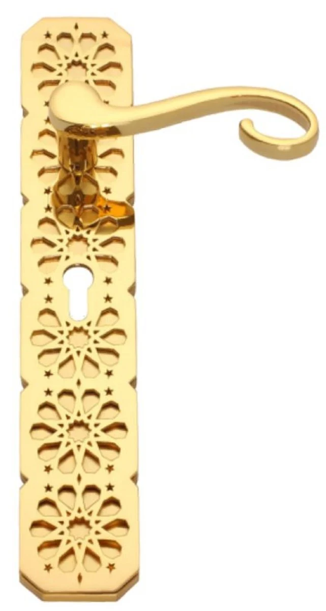 Casa Padrino Luxus Barock Türklinken Set Gold 16,5 x H. 60 cm - Edle Türgriffe mit mit 24 Karat Vergoldung - Prunkvolle Wohnaccessoires im Barockstil