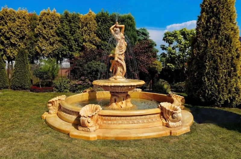 Casa Padrino Barock Springbrunnen Umrandung Beige Ø 445 x H. 58 cm - Runde Gartenbrunnen Umrandung - Brunnen Umrandung - Prunkvolle Gartendeko im Barockstil
