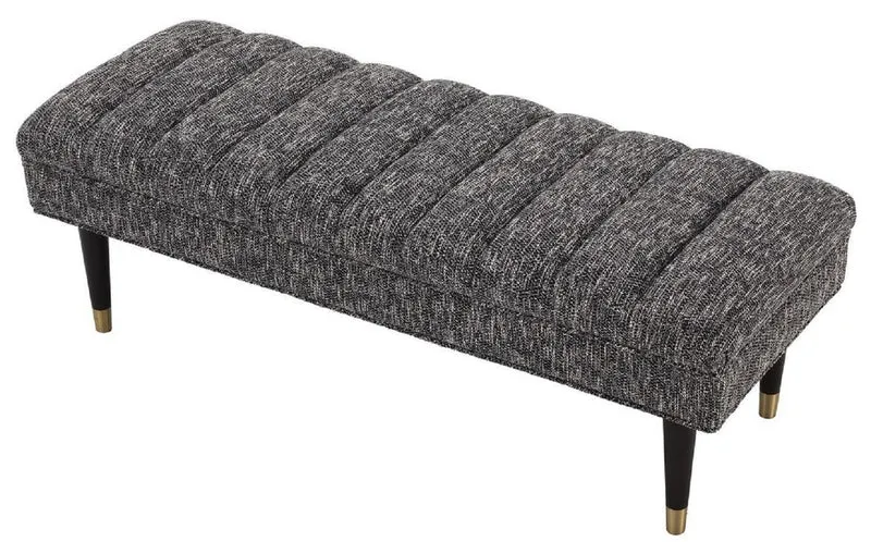 Casa Padrino Luxus Sitzbank Schwarz / Messingfarben 134 x 50 x H. 45 cm - Gepolsterte Massivholz Bank - Wohnzimmer Möbel - Hotel Möbel - Luxus Kollektion