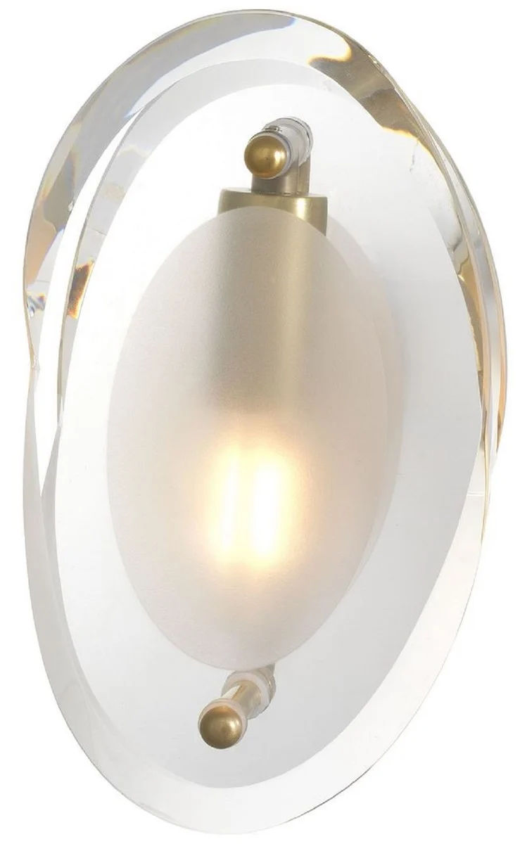 Casa Padrino Luxus Wandleuchte Antik Messingfarben 13 x 13 x H. 22 cm - Elegante Ovale Wohnzimmer Wandlampe - Luxus Leuchten