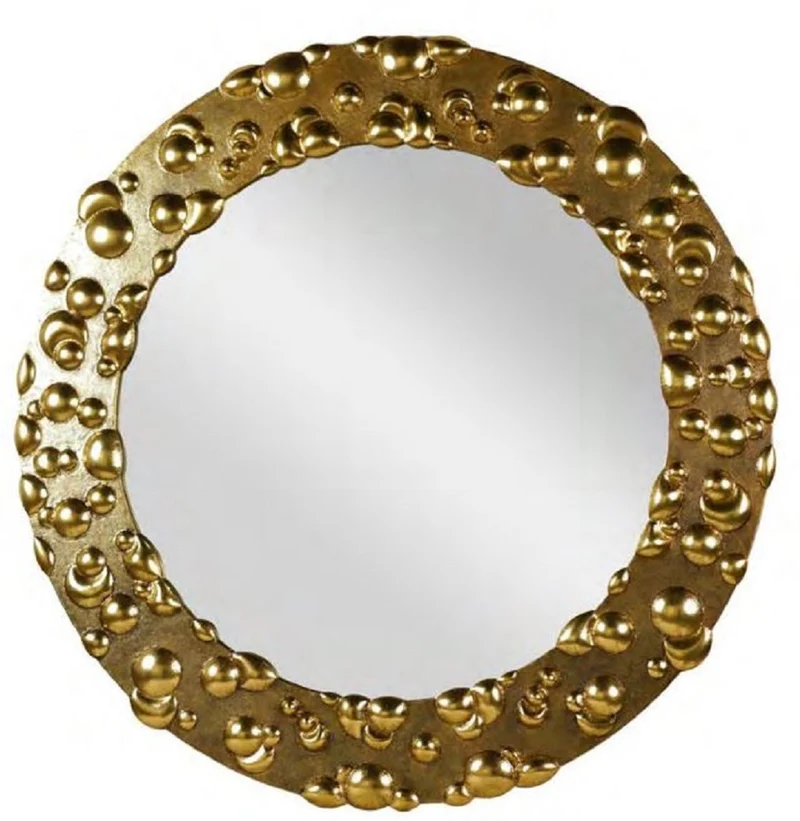 Casa Padrino Designer Spiegel Antik Gold Ø 150 cm - Runder Metall Wandspiegel - Wohnzimmer Spiegel - Garderoben Spiegel - Luxus Qualität