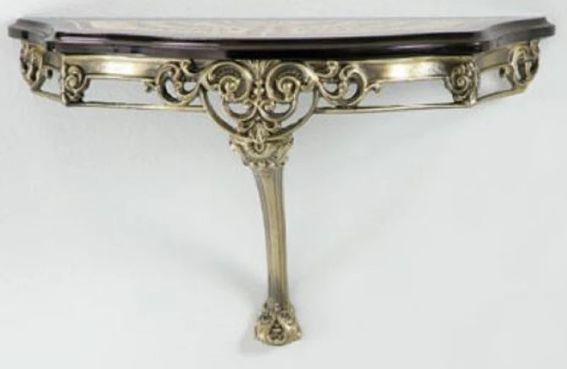 Casa Padrino Luxus Barock Wandkonsole Schwarz / Rot / Gold / Bronze 62 x 25 x H. 38 cm - Wanddeko Konsole im Barockstil - Barock Möbel - Luxus Qualität
