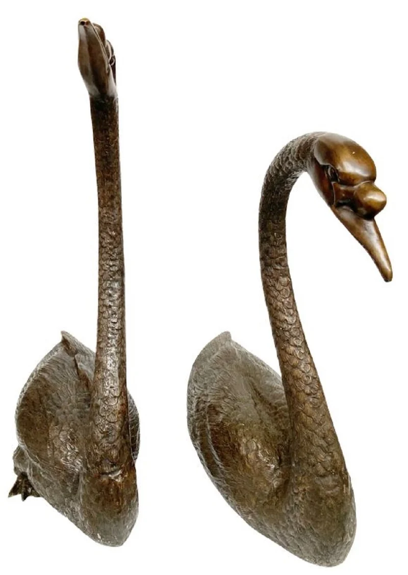 Casa Padrino Luxus Bronze Deko Skulpturen Schwäne Bronzefarben - Bronze Dekofiguren - Luxus Hotel & Restaurant Deko Accessoires