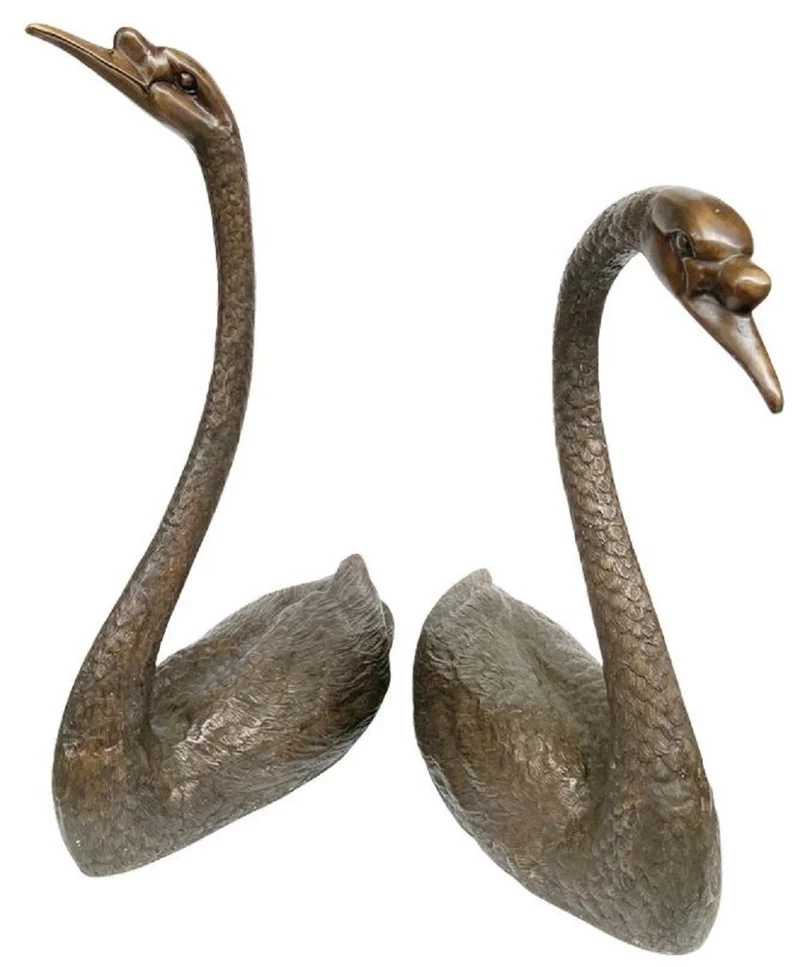 Casa Padrino Luxus Bronze Deko Skulpturen Schwäne Bronzefarben - Bronze Dekofiguren - Luxus Hotel & Restaurant Deko Accessoires