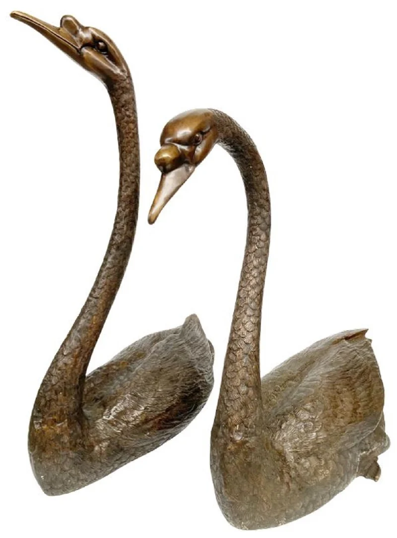 Casa Padrino Luxus Bronze Deko Skulpturen Schwäne Bronzefarben - Bronze Dekofiguren - Luxus Hotel & Restaurant Deko Accessoires
