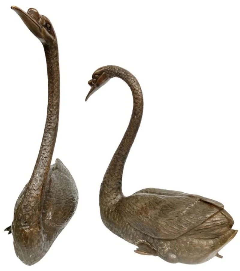 Casa Padrino Luxus Bronze Deko Skulpturen Schwäne Bronzefarben - Bronze Dekofiguren - Luxus Hotel & Restaurant Deko Accessoires