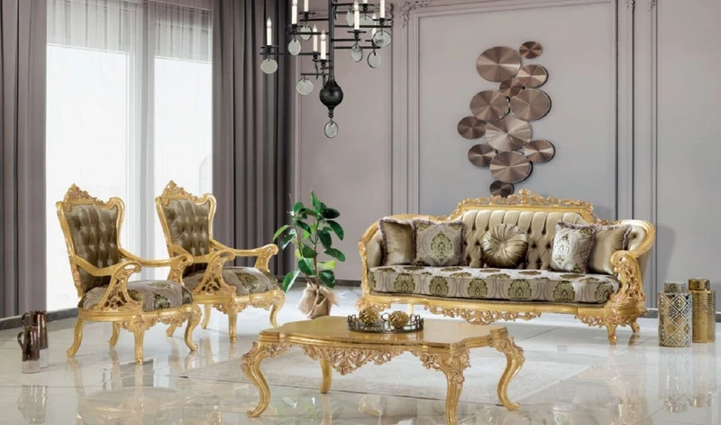 Casa Padrino Luxus Barock Sessel Grün / Grau / Gold 80 x 80 x H. 116 cm - Handgefertigter Wohnzimmer Sessel mit elegantem Muster - Barock Wohnzimmer Möbel - Edel & Prunkvoll