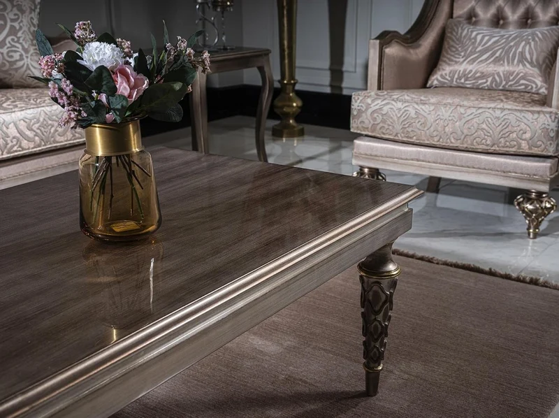 Casa Padrino Luxus Barock Couchtisch Silber - Rechteckiger Massivholz Wohnzimmertisch - Barock Möbel - Edel & Prunkvoll