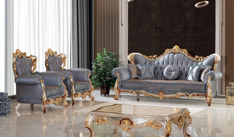 Casa Padrino Luxus Barock Sessel Blau / Kupfer / Silber / Braun / Gold 110 x 90 x H. 120 cm - Prunkvoller Wohnzimmer Sessel mit elegantem Muster - Barock Möbel