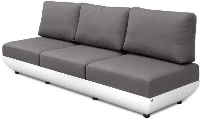 Casa Padrino Luxus Gartensofa Matt Weiß / Dunkelgrau 250 x 95 x H. 90 cm - Wetterbeständiges Garten Terrassen Sofa mit verstellbaren Rückenlehnen - Hotel Möbel - Luxus Qualität