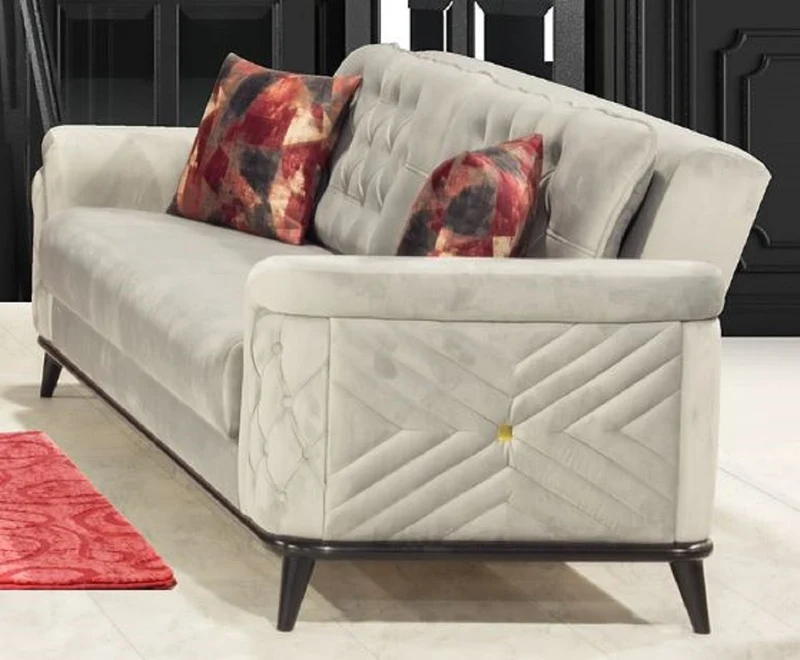 Casa Padrino Chesterfield Schlafsofa Grau / Schwarz 230 x 90 x H. 80 cm - Modernes Wohnzimmer Sofa - Chesterfield Wohnzimmer Möbel