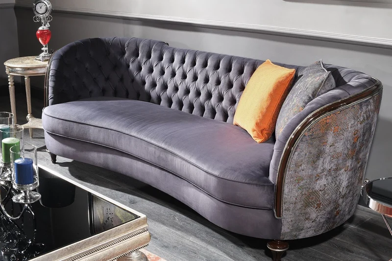 Casa Padrino Luxus Barock Wohnzimmer Set Lila / Grün / Silber - 2 Sofas & 2 Sessel & 1 Couchtisch - Handgefertigte Wohnzimmer Möbel im Barockstil - Edel & Prunkvoll