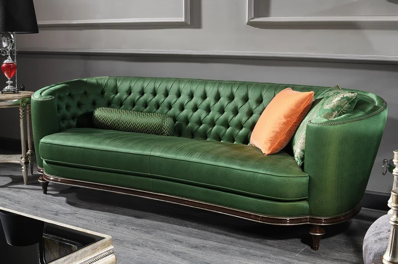 Casa Padrino Luxus Barock Wohnzimmer Set Lila / Grün / Silber - 2 Sofas & 2 Sessel & 1 Couchtisch - Handgefertigte Wohnzimmer Möbel im Barockstil - Edel & Prunkvoll