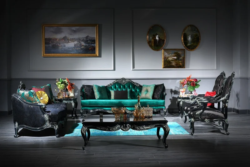 Casa Padrino Luxus Barock Sessel Schwarz / Grün / Gold - Prunkvoller Wohnzimmer Sessel mit elegantem Muster - Barock Wohnzimmer Möbel