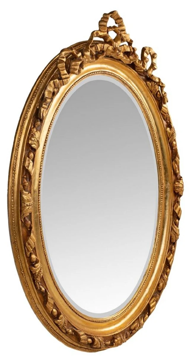 Casa Padrino Barock Spiegel Gold 100 x 12 x H. 140 cm - Ovaler Wandspiegel im Barockstil - Antik Stil Garderoben Spiegel - Wohnzimmer Spiegel - Barock Möbel
