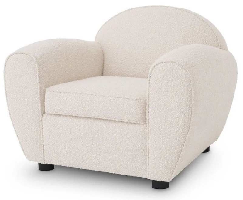 Casa Padrino Luxus Art Deco Lounge Sessel Cremefarben / Schwarz 99 x 92 x H. 74 cm - Wohnzimmer Sessel - Luxus Wohnzimmer Möbel