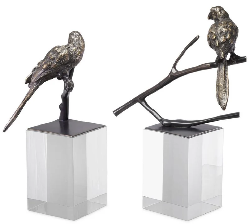 Casa Padrino Luxus Deko Objekte 2er Set Bronzefarben - Büro Deko - Schreibtisch Deko - Wohnzimmer Deko - Luxus Kollektion
