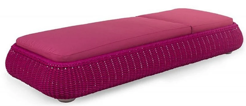 Casa Padrino Luxus Gartenliege Lila 205 x 87 x H. 27 cm - Handgewebte Wetterbeständige Liege - Moderne Poolliege - Garten Möbel - Hotel Möbel