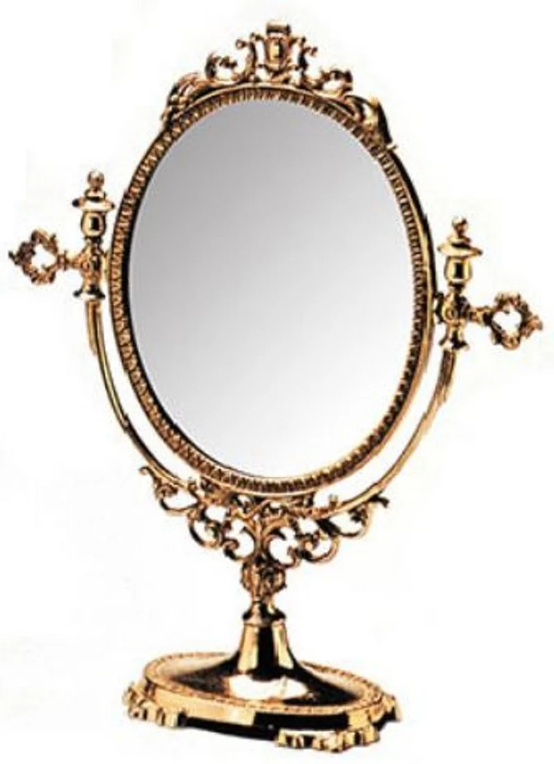 Casa Padrino Luxus Barock Messing Schminkspiegel Gold 20 x H. 40 cm - Tischspiegel - Kosmetikspiegel - Barock Deko Accessoires