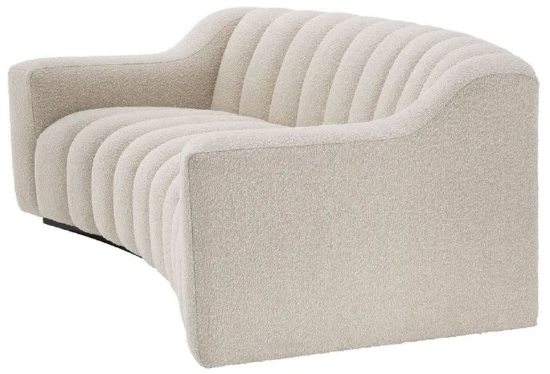 Casa Padrino Luxus Sofa Creme / Schwarz 234 x 96 x H. 76,5 cm - Leicht gebogenes Wohnzimmer Sofa - Hotel Sofa - Luxus Qualität