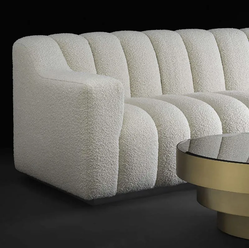Casa Padrino Luxus Sofa Creme / Schwarz 234 x 96 x H. 76,5 cm - Leicht gebogenes Wohnzimmer Sofa - Hotel Sofa - Luxus Qualität