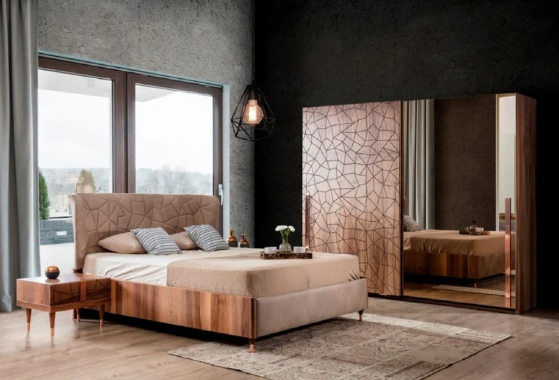 Casa Padrino Luxus Schlafzimmerschrank Braun / Kupferfarben 260 x 70 x H. 220 cm - Massivholz Kleiderschrank mit 2 Schiebetüren - Luxus Schlafzimmer Möbel