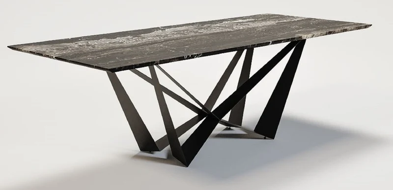Casa Padrino Luxus Esstisch Mehrfarbig / Schwarz 240 x 120 x H. 76 cm - Rechteckiger Küchentisch mit Marmorplatte - Luxus Esszimmer Möbel