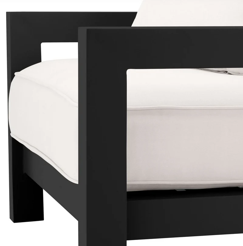 Casa Padrino Luxus Garten Sessel mit Kissen Schwarz / Weiß 101 x 100 x H. 72 cm - Garten Terrassen Hotel Möbel - Luxus Qualität