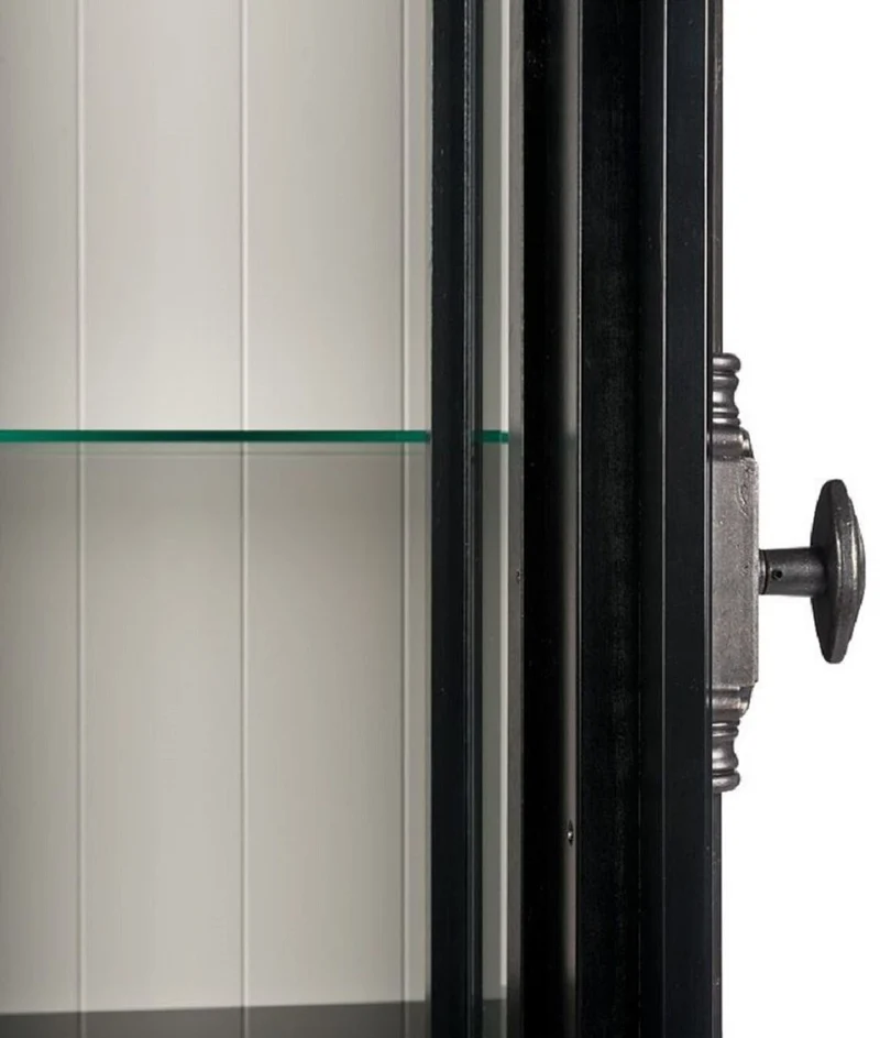 Casa Padrino Landhausstil Vitrine Schwarz / Weiß 95 x 45 x H. 242 cm - Vitrinenschrank mit 2 Türen - Massivholz Schrank - Landhausstil Möbel