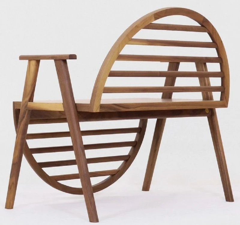 Casa Padrino Luxus Sitzbank Braun 86 x 58 x H. 81 cm - Massivholz Bank mit Armlehnen - Garten Terrassen Gastronomie Möbel