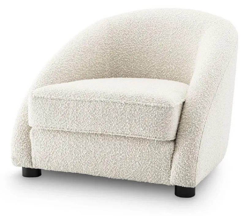 Casa Padrino Luxus Sessel Cremefarben / Schwarz 88 x 80 x H. 65 cm - Wohnzimmer Sessel - Luxus Wohnzimmer Möbel