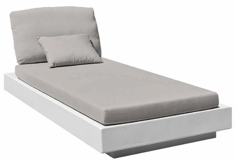 Casa Padrino Luxus Gartenliege Grau / Matt Weiß 200 x 90 x H. 60 cm - Moderne Wetterbeständige Liege - Poolliege - Garten Hotel Pool Möbel - Luxus Qualität