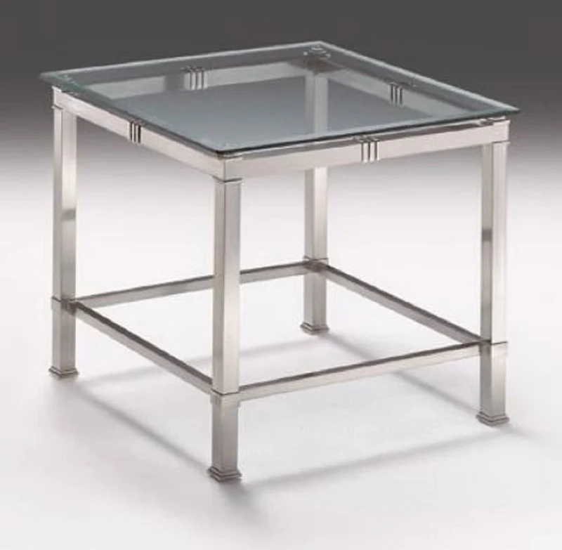 Casa Padrino Luxus Beistelltisch Silber 60 x 60 x H. 48 cm - Quadratischer Messing Tisch mit Glasplatte - Luxus Wohnzimmer Möbel