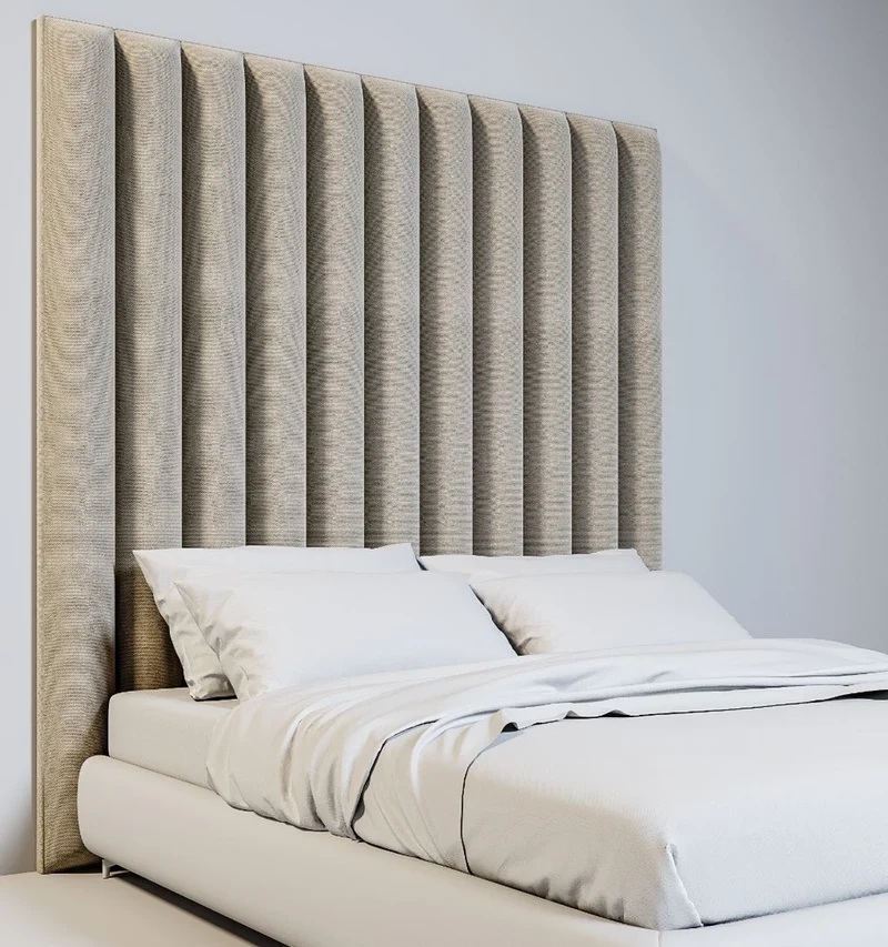 Casa Padrino Luxus Samt Bett-Kopfteil Beige 190 x 14 x H. 240 cm - Schlafzimmer Möbel - Hotel Möbel - Luxus Kollektion
