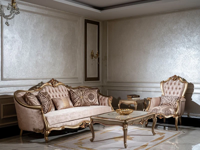 Casa Padrino Luxus Barock Sofa Rosa / Gold - Handgefertigtes Wohnzimmer Sofa mit dekorativen Kissen - Wohnzimmer Möbel - Barock Möbel