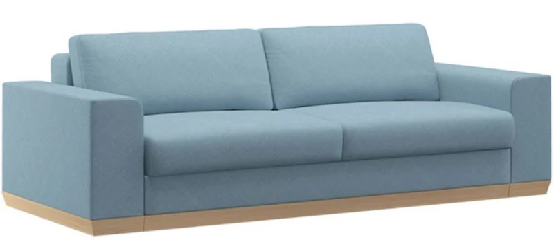 Casa Padrino Schlafsofa Hellblau / Naturfarben 240 x 100 x H. 80 cm - Modernes Wohnzimmer Sofa - Wohnzimmer Möbel