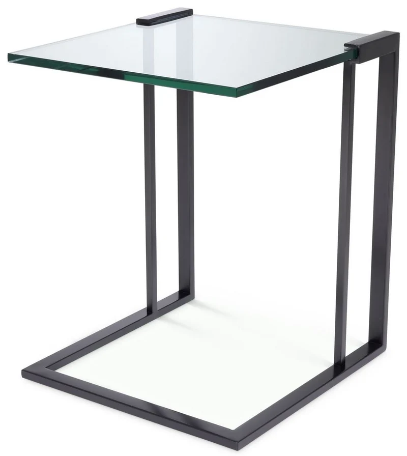 Casa Padrino Luxus Beistelltisch Bronzefarben 45 x 45,5 x H. 56,5 cm - Edelstahl Tisch mit Glasplatte - Luxus Wohnzimmer Möbel