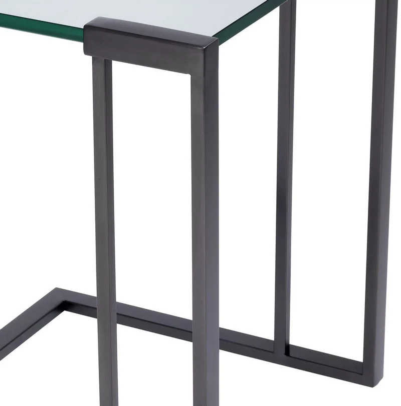 Casa Padrino Luxus Beistelltisch Bronzefarben 45 x 45,5 x H. 56,5 cm - Edelstahl Tisch mit Glasplatte - Luxus Wohnzimmer Möbel