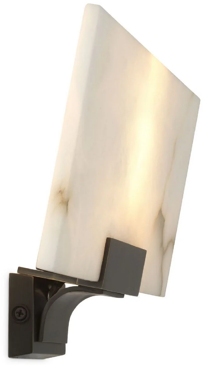 Casa Padrino Luxus Wandleuchte Alabaster / Bronze 30 x 8 x H. 19 cm - Elegante Wandlampe mit Alabaster Lampenschirm - Luxus Kollektion