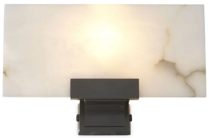 Casa Padrino Luxus Wandleuchte Alabaster / Bronze 30 x 8 x H. 19 cm - Elegante Wandlampe mit Alabaster Lampenschirm - Luxus Kollektion
